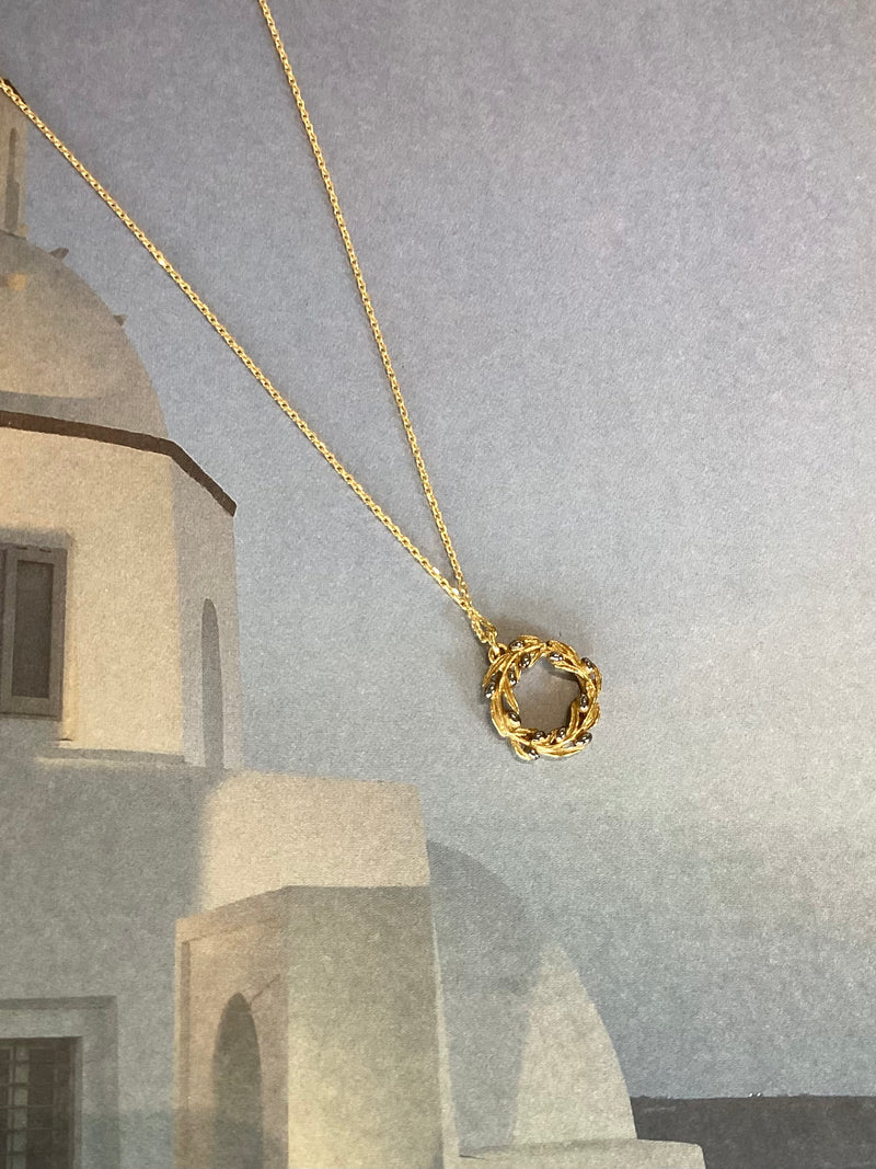 Sterling Silver Gold Olive Wreath Necklace