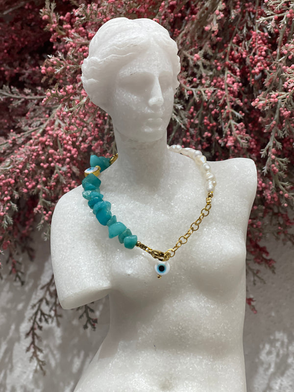 AGERI BRACELET - Turquoise With Fresh Water Pearls