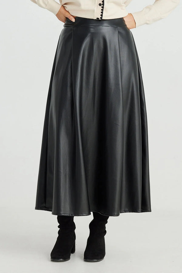 Concrete Jungle Skirt - Black Faux Leather