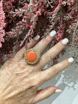 Greek Semi Precious Stone Gold Crochet Ring