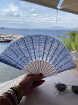 Greece Hand Fans -Santorini/ Key Pattern