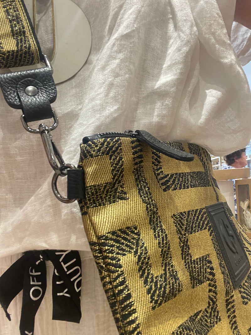 KIRKI #IV Handbag - Greek key - Gold and Black