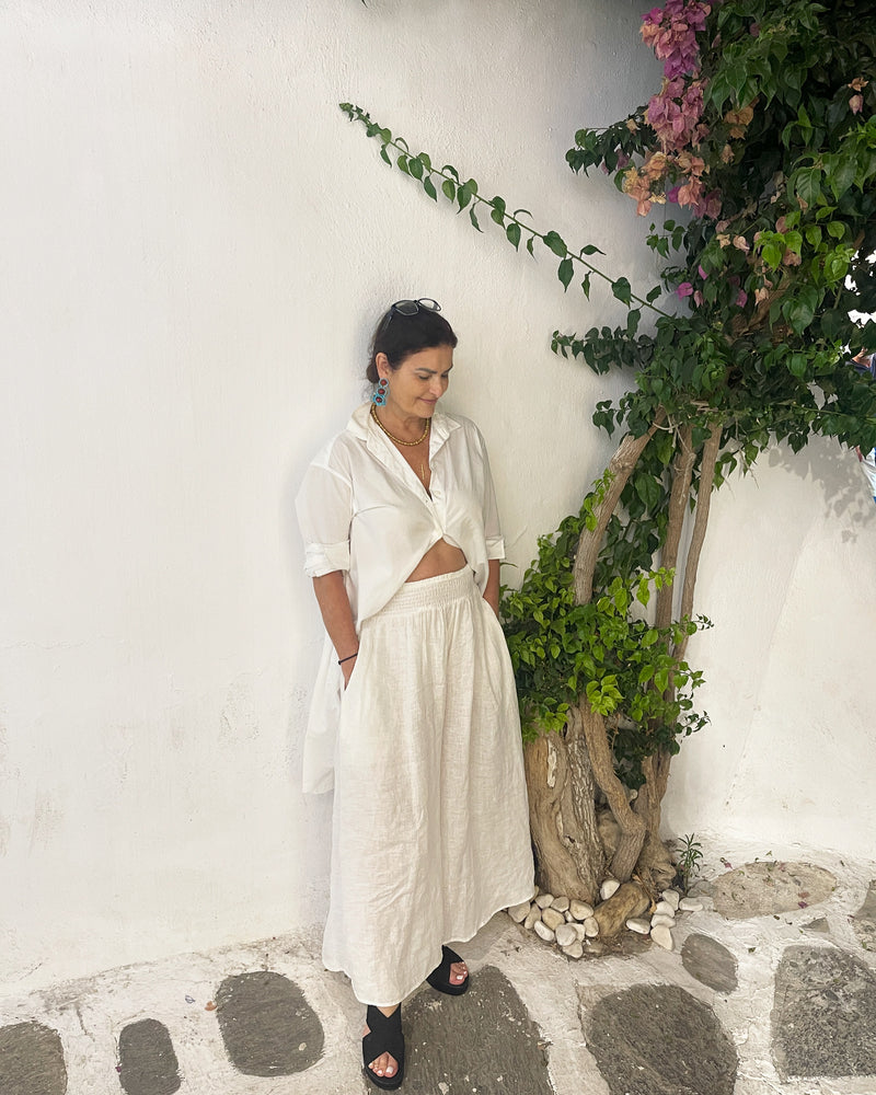 Wide Leg Linen Pants -White