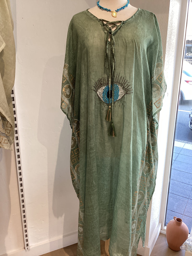 Paros Maxi Mati Kaftan - Green