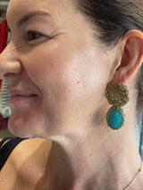 Hara Karamichali Gold & Green Turquoise Drop Earrings