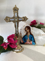 Brass with Mother of Pearl Cross