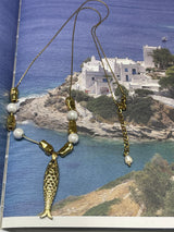 AMMOS NECKLACE - Gold Fish With Fresh Water Pearls