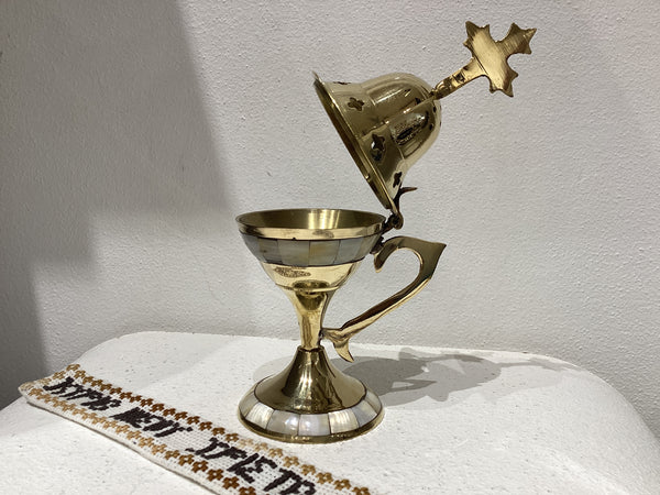 Brass mother of Pearl thimiato