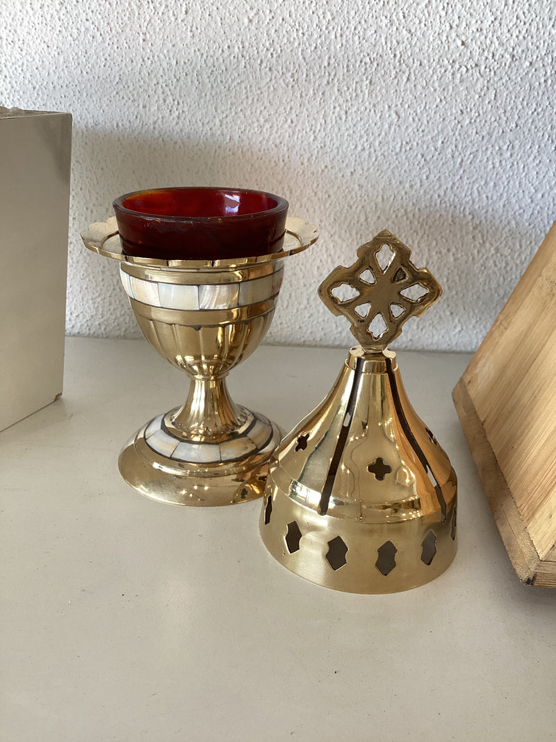 Kandili brass and mother of pearl Vigil lamp