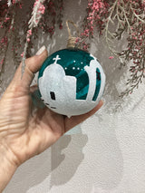 Hand Blown Xmas Glass Bauble Milos Church