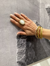 Hara Karamichali  Oval Stone Ring - White Jade