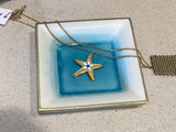 Gold starfish cream ceramic plate