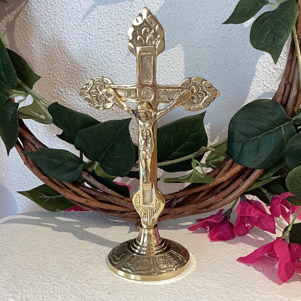 Brass Cross with Jesus