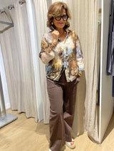 Penelope Frill Button Trim Silk Blouse