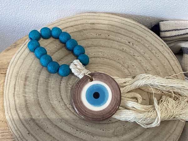 Evil eye ceramic wall decor- blue