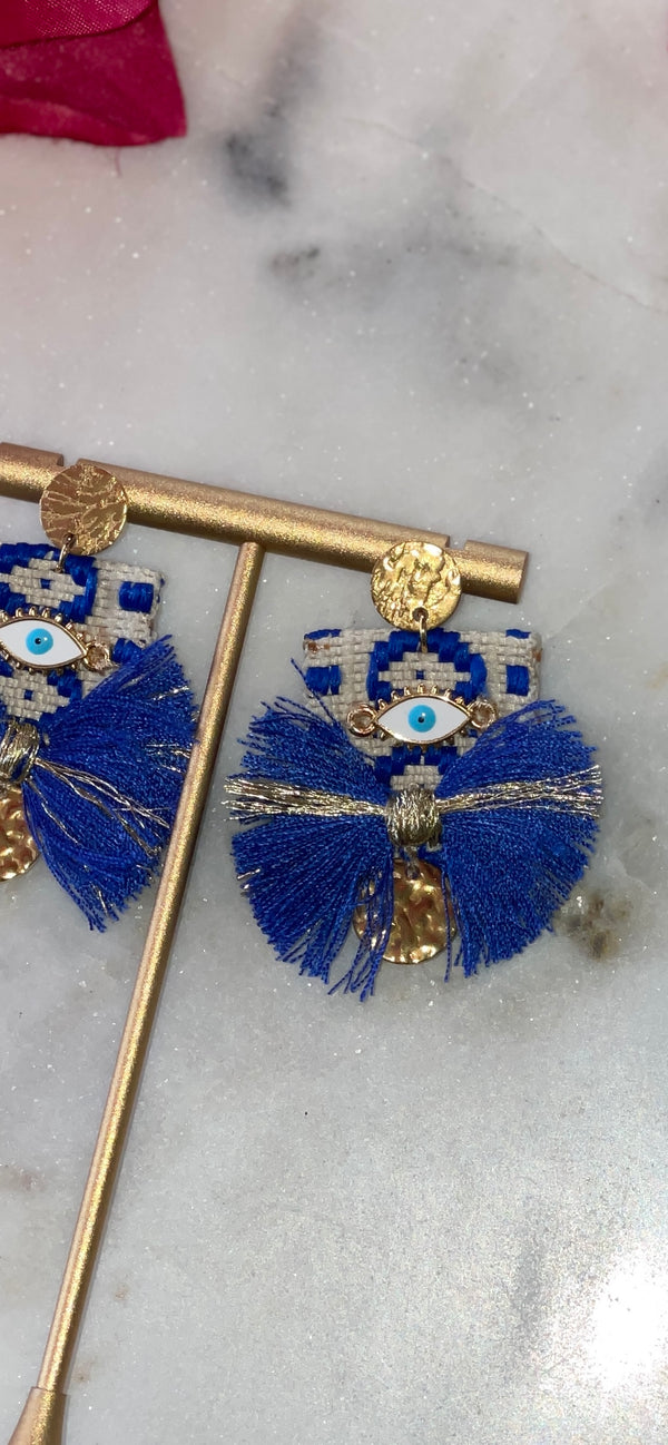 AGERI EARRINGS - Blue And White