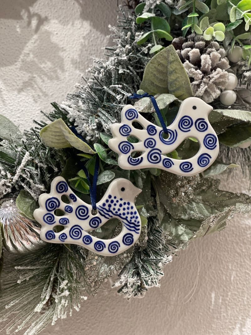 Porcelain Blue and White Dove Xmas Decoration