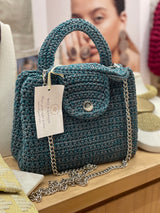 Miss Polyplexi - Ariel Green/Grey Crochet Cross Body Bag