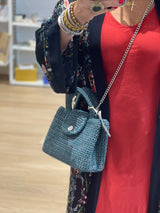 Miss Polyplexi - Ariel Green/Grey Crochet Cross Body Bag