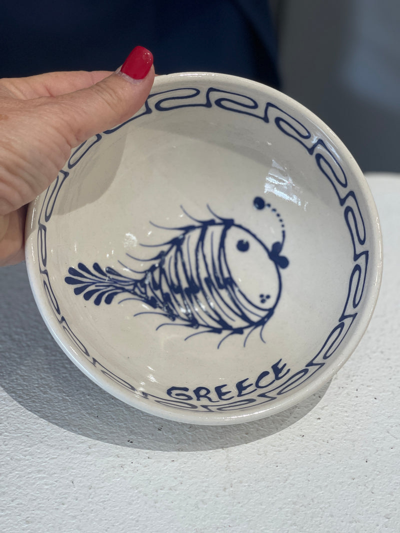 Greek Large Fish design ceramic bowl