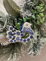 Porcelain Blue and White Dove Xmas Decoration