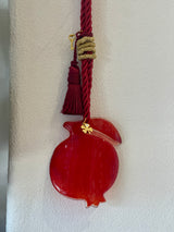 Large Greek Red Pomegranate  glass Gouri (Good luck charm decor)