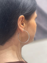SOPHIA GREEK HAMMERED SILVER LARGE LOOP EARRINGS