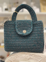 Miss Polyplexi - Ariel Green/Grey Crochet Cross Body Bag
