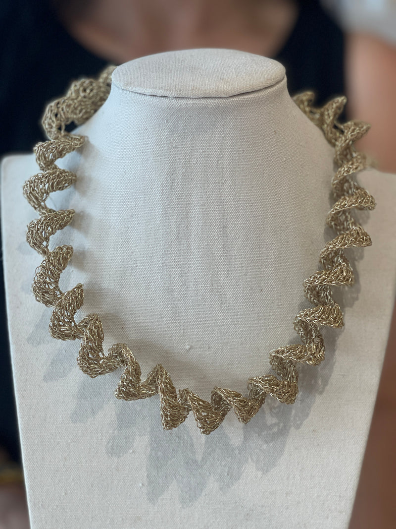 Dione Gold Crochet Necklace by Hara Karamichali
