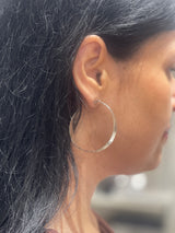 SOPHIA GREEK HAMMERED SILVER LARGE LOOP EARRINGS