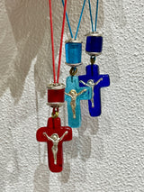 Car Charm -Glass Cross with Jesus