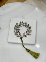 Silver Wreath on Greek Marble - Paperweight (Good Luck Charm)