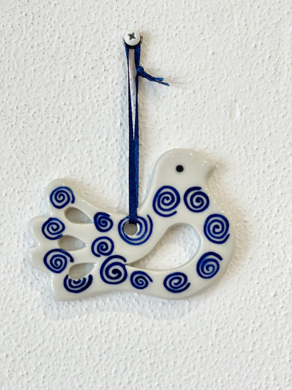 Porcelain Blue and White Dove Xmas Decoration