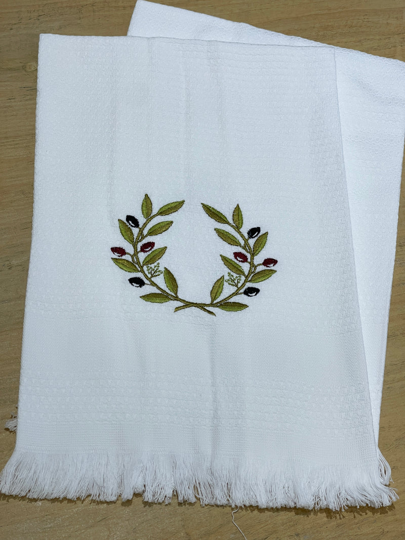 Olive Wreath Greek Cotton Tea Towel