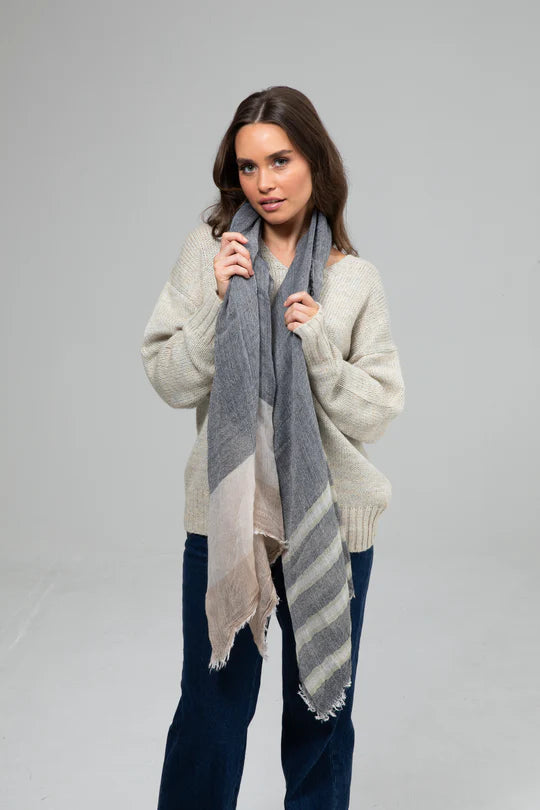 Odessa Scarf - Taupe/Charcoal