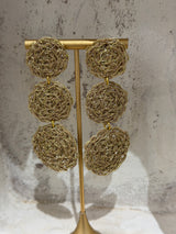 Hara Karamichali Gold Disc - Three Tier Cochet Drop Earrings