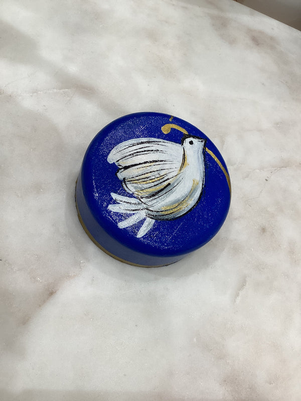 Greek Handpainted Ornament - Round Design with Dove