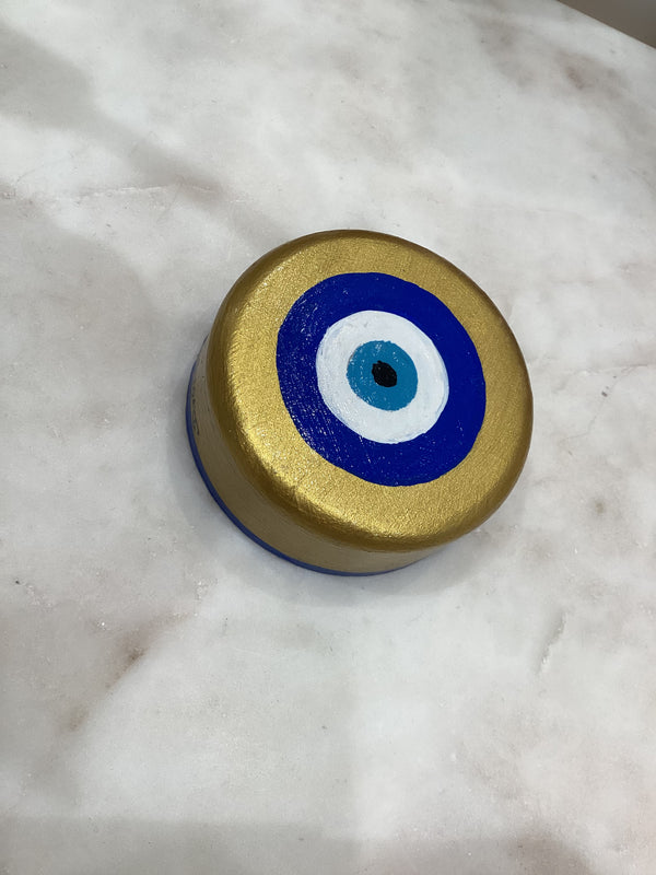 Greek Handpainted Ornament - Round Design with Circle Mati