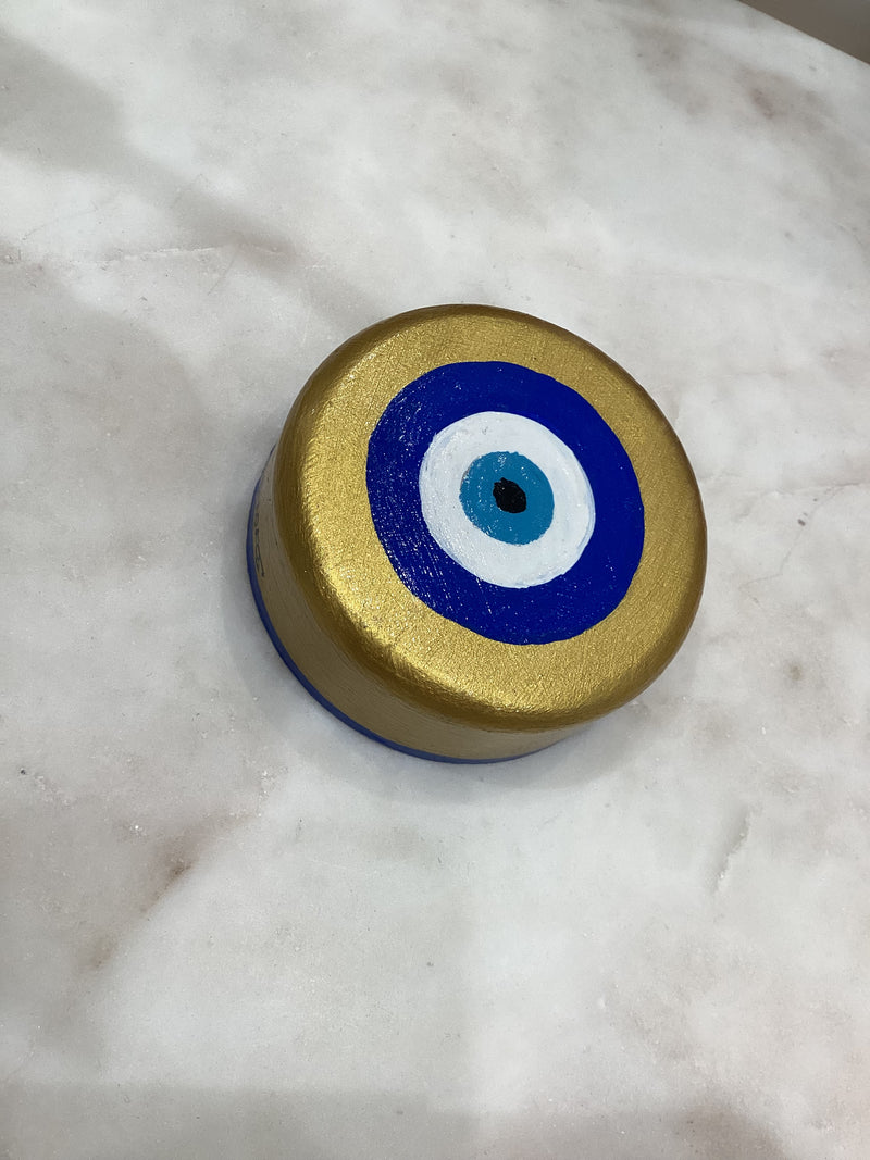 Greek Handpainted Ornament - Round Design with Circle Mati