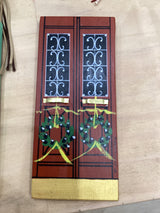 Greek Handmade Artisan Door Design Plaque - Christmas Brown with Wreaths