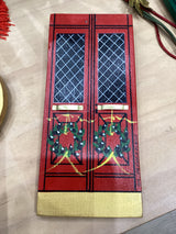 Greek Handmade Door Design Plaque - Christmas Red with Wreaths