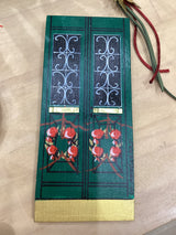 Greek Handmade Artisan Door Design Plaque - Christmas Green with Wreaths