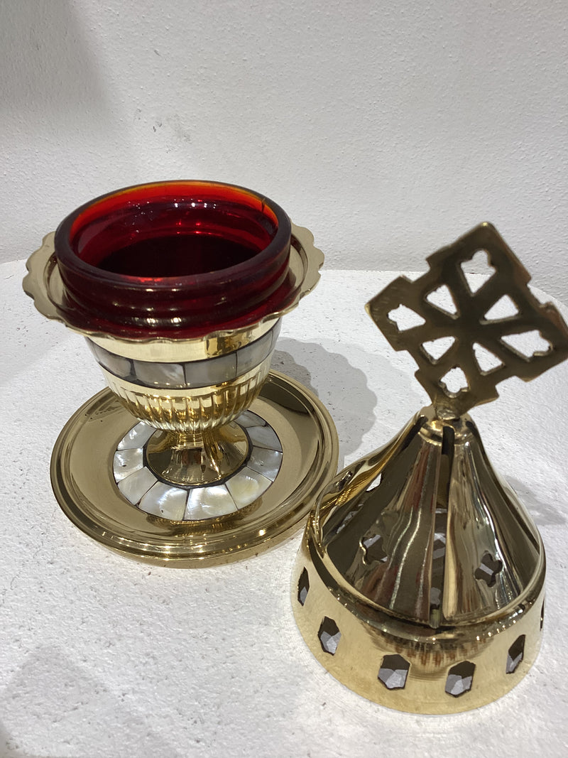 Large Kandili - Brass & Mother of Pearl