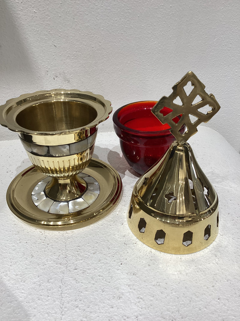 Large Kandili - Brass & Mother of Pearl