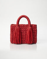 Ostria Metallic Red Crochet Tote Bag