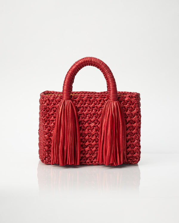 Ostria Metallic Red Crochet Tote Bag