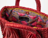 Ostria Metallic Red Crochet Tote Bag