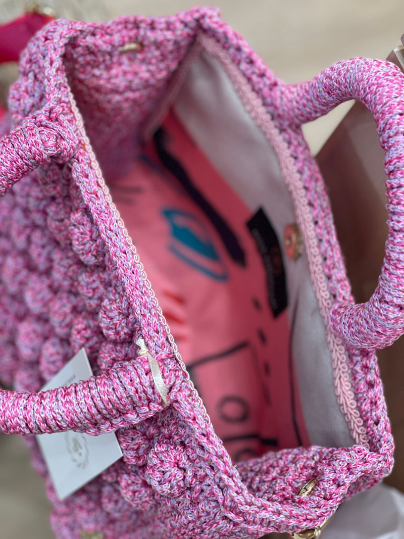 Alma Pink Crochet Tote Bag