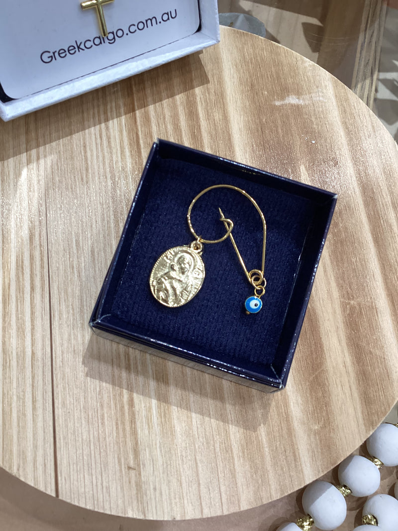 Panagia Filakto with Mati Baby Pin - Gold or Silver