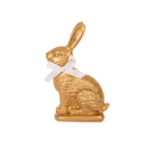 Gold Sitting Rabbit with White Ribbon